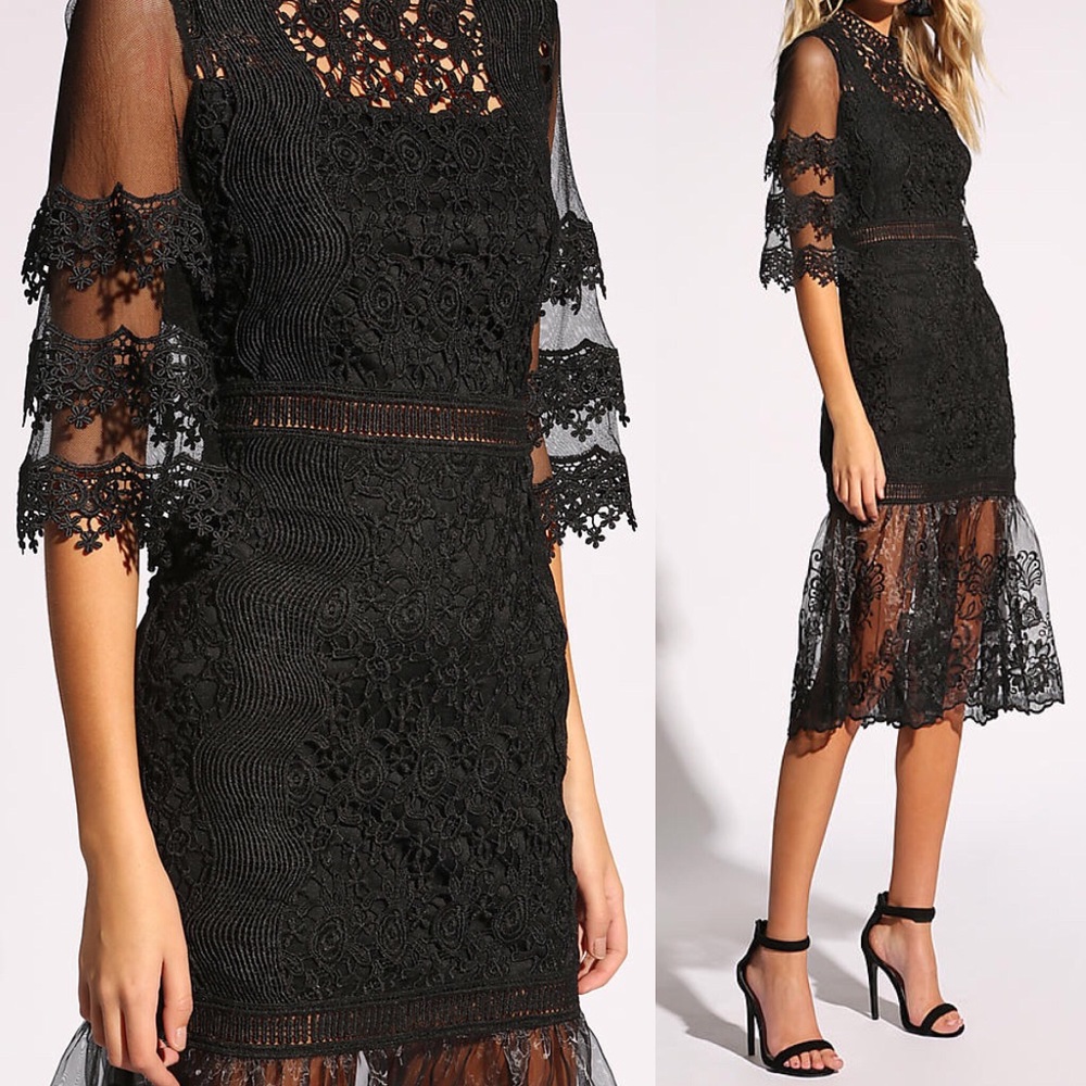 Love Culture Black Tulle Embroidered Dress - Picture 2 of 5